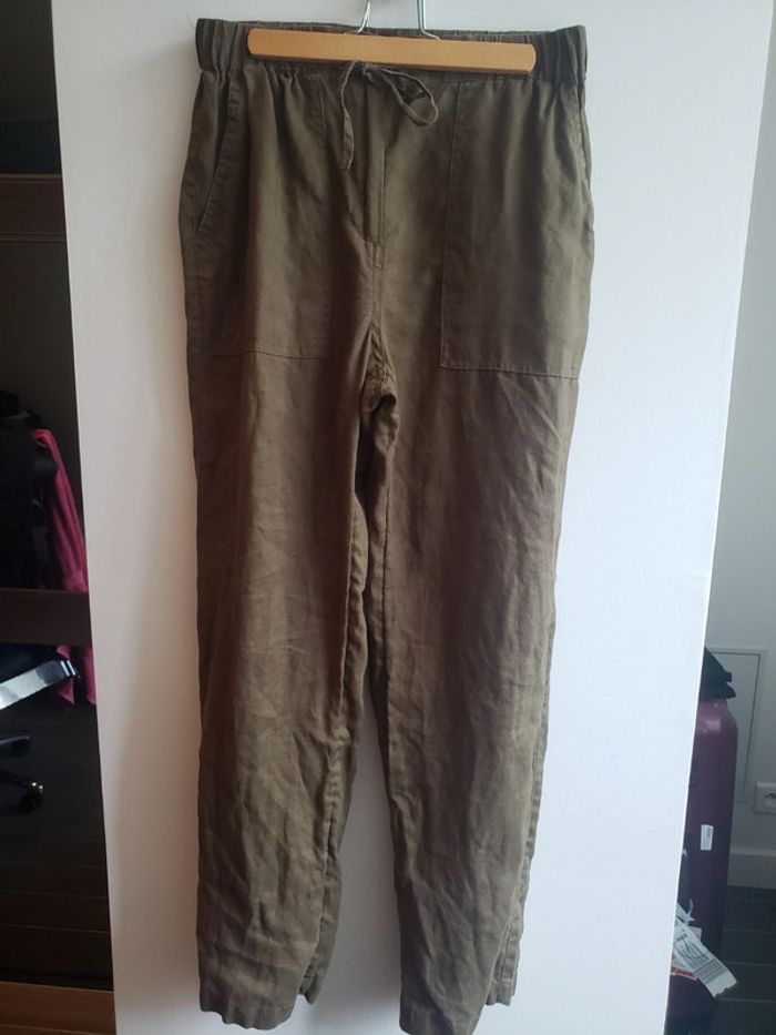 Pantalon en lin Kaki