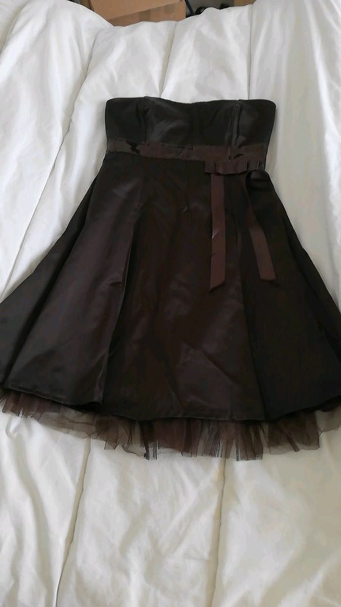 Robe de soiree bustier marron - photo numéro 3