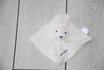 Doudou Plat Carré Lapin Blanc Col claudine Picot 2