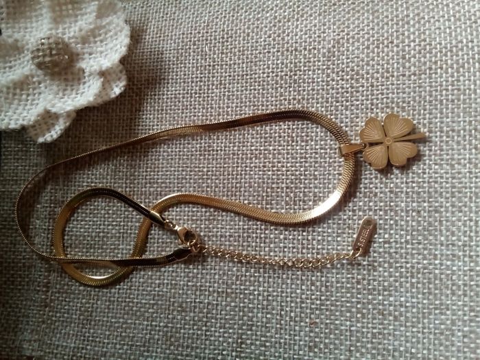 Collier trèfle à 4 feuilles tout en acier inoxydable - photo numéro 2