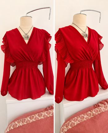 Blouse manches longues rouge 