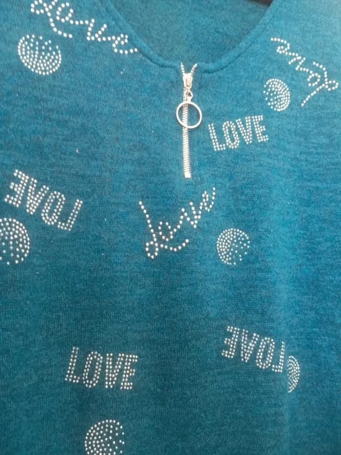 Pull fin turquoise t 3 - photo numéro 2