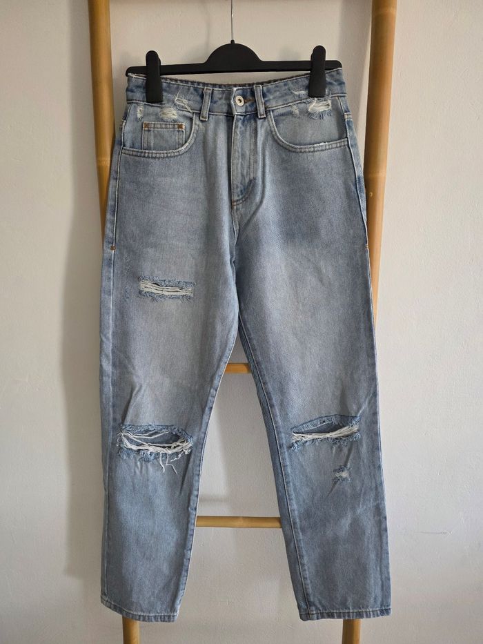 Jeans droit troué effet destroy/habillé Collusion