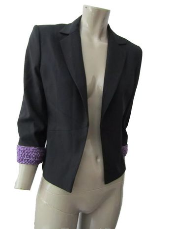 veste légère coupe courte 100% laine manches 3/4 marque cz paris taille indiquée 40