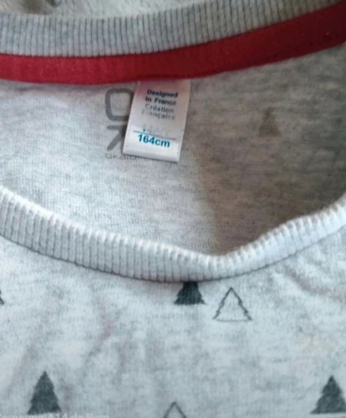 T-shirt manches longues gris Okaïdi - Motif Cerf & Sapins - 14 ans (164 cm) - photo numéro 3