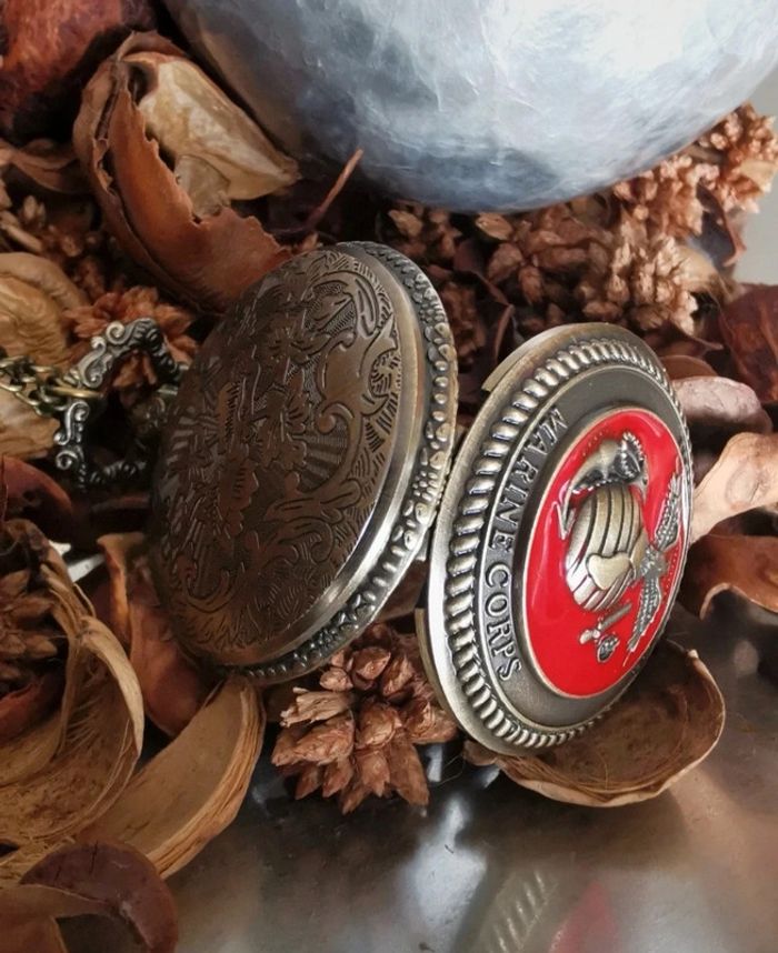 F11 montre de poche avec chaîne bronze rétro vintage originale - photo numéro 3