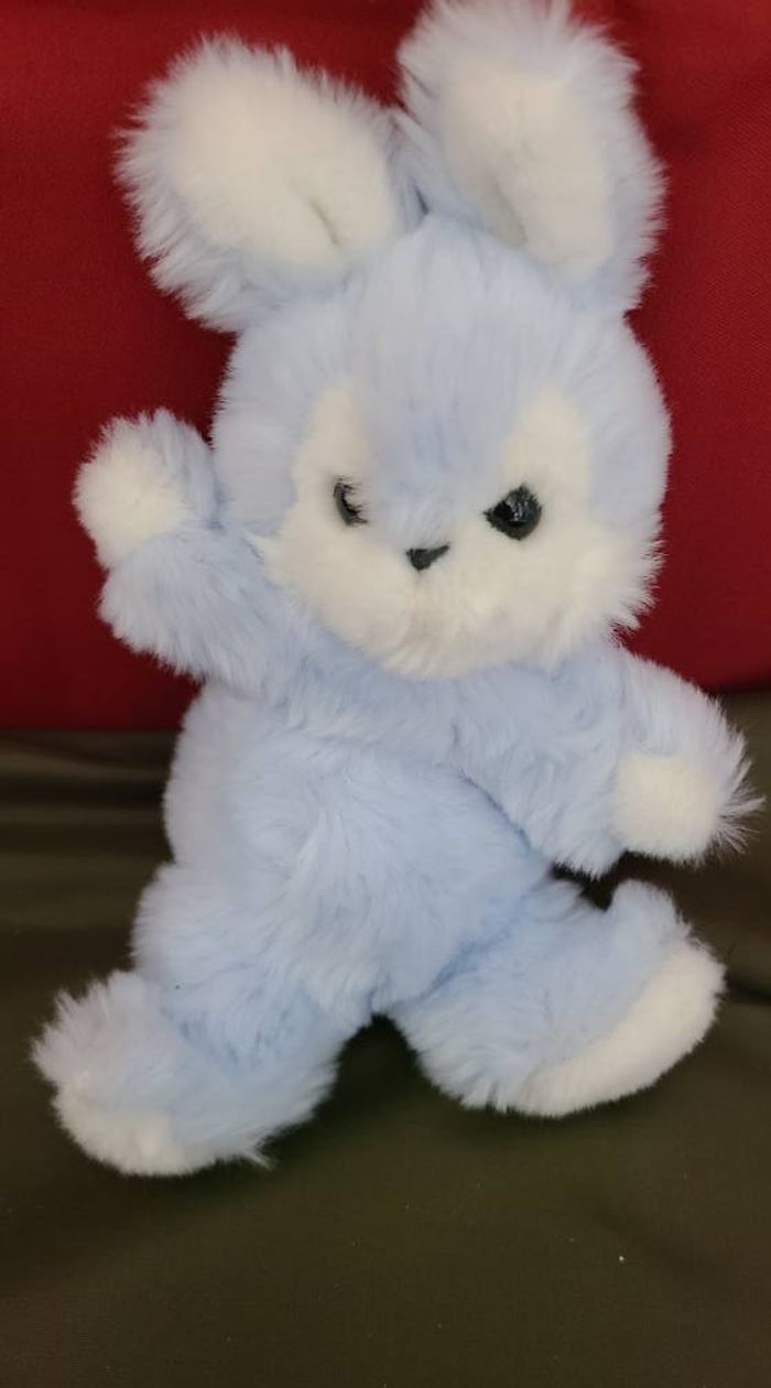 lapin bleu blanc nounours peluche lapin - photo numéro 5