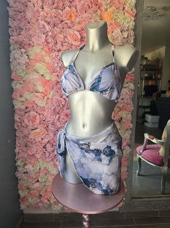 Maillot bikini 3 pièces pareo taille M