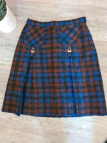 Jupe plissée et carreaux vintage en laine