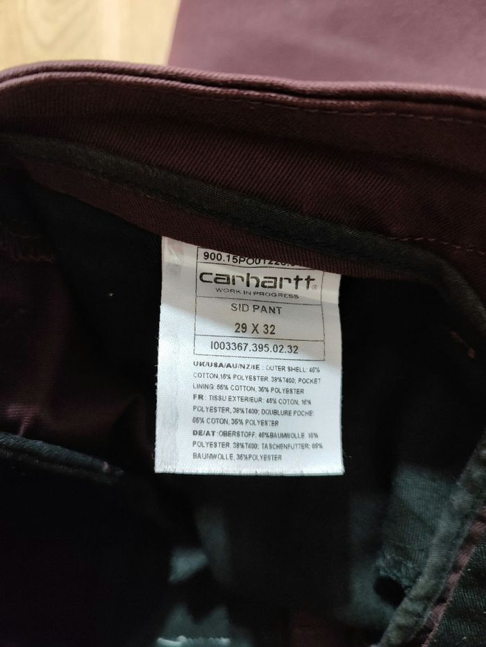 Pantalon Chino Carhartt Sid Pant couleur bordeaux taille 38 - photo numéro 10