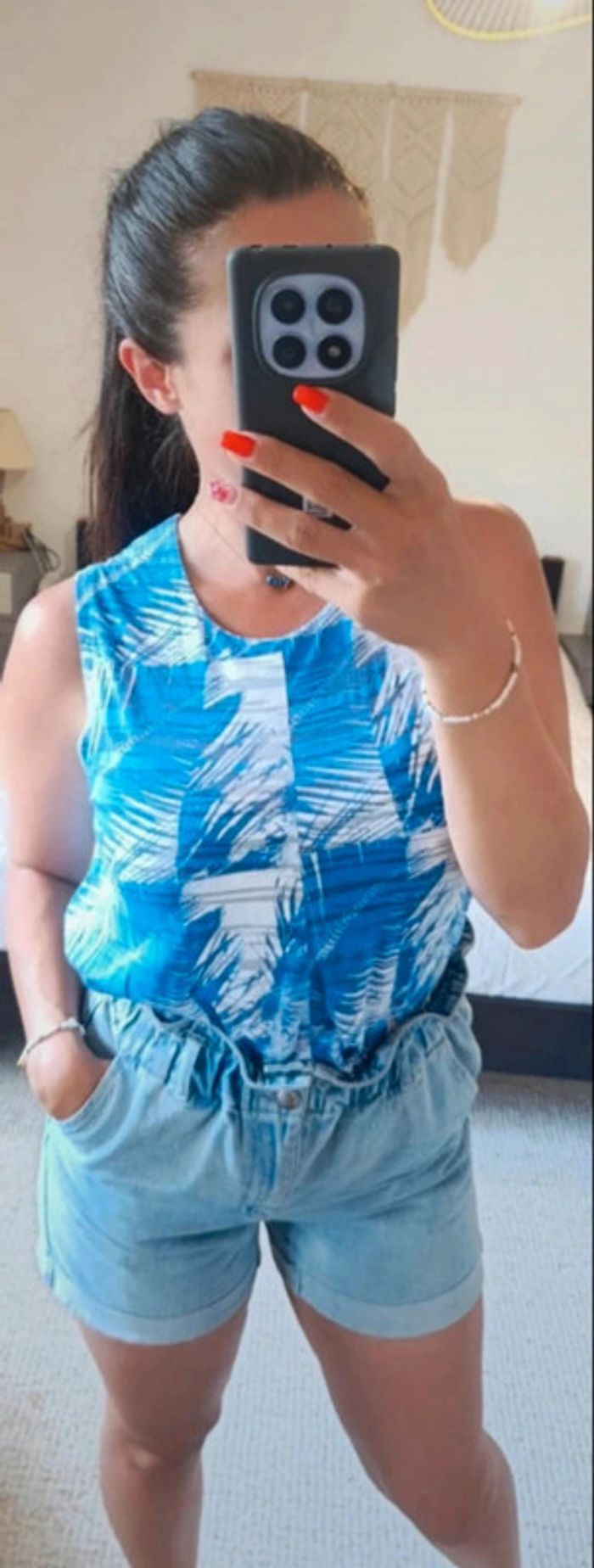 Top été débardeur Bimba Y Lola blanc et bleu M très léger, agréable à porter - photo numéro 2