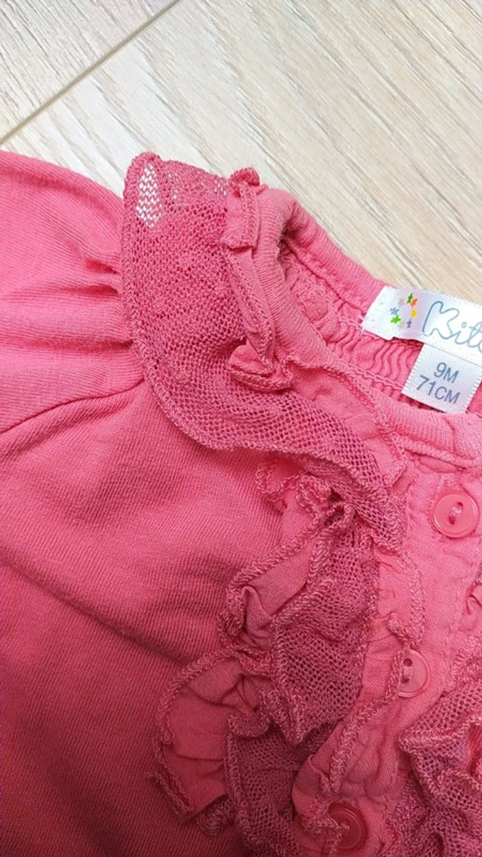 T shirt rose dentelle 9 mois kitchoun - photo numéro 7