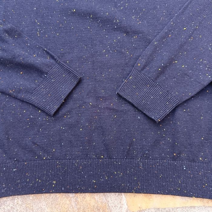 Pull légèrement col V Volcom Neuf taille S Bleu marine tacheté logo brodé Gris - photo numéro 6