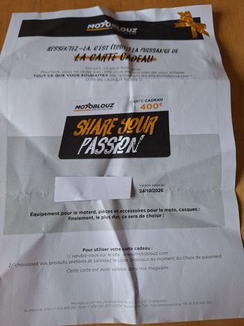 Bon d'achat motoblouz