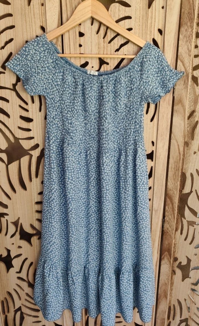Robe midi fleurie bleu ciel  Taille unique - photo numéro 7