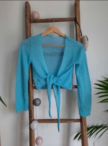Gilet boléro court Vintage Les Zazies bleu turquoise taille unique 