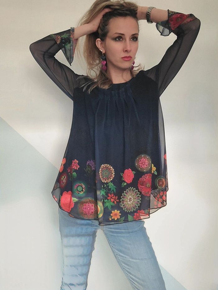 Tunique blouse Haut fleuri femme Marque Desigual taille 36 - photo numéro 8