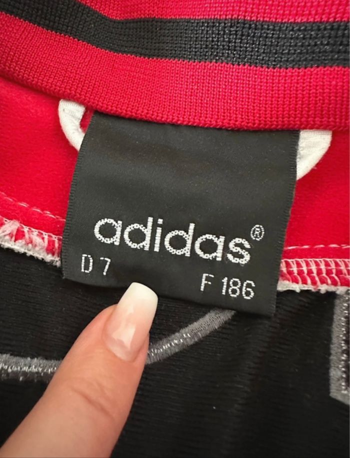 Veste zip satinée blanc gris noir rouge Adidas Vintage TXXL - photo numéro 10