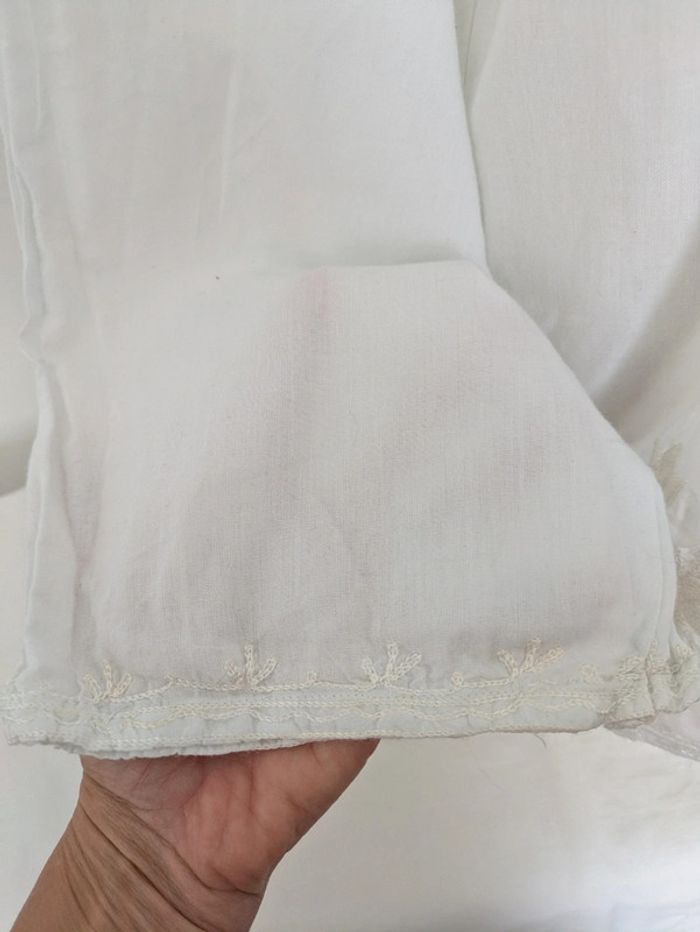 Blouse d'été brodée blanche en coton - Blanc du Nil - taille 4 (44/46) - photo numéro 5