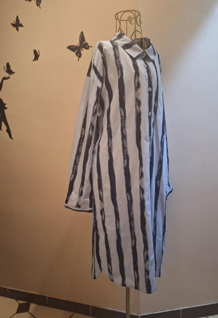 Robe chemise bleue imprimée - photo numéro 3