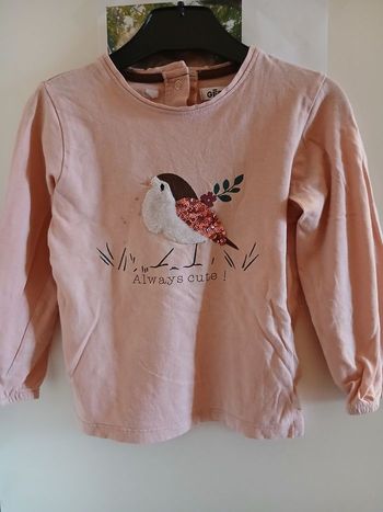 T shirt manches longues imprimé oiseau
