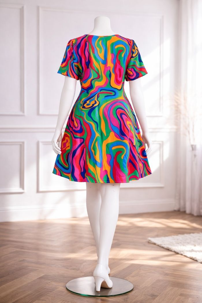 Robe vertige psychédélique hypnotique multicolore Femme Taille 54 marque Boohoo 💍 - photo numéro 6