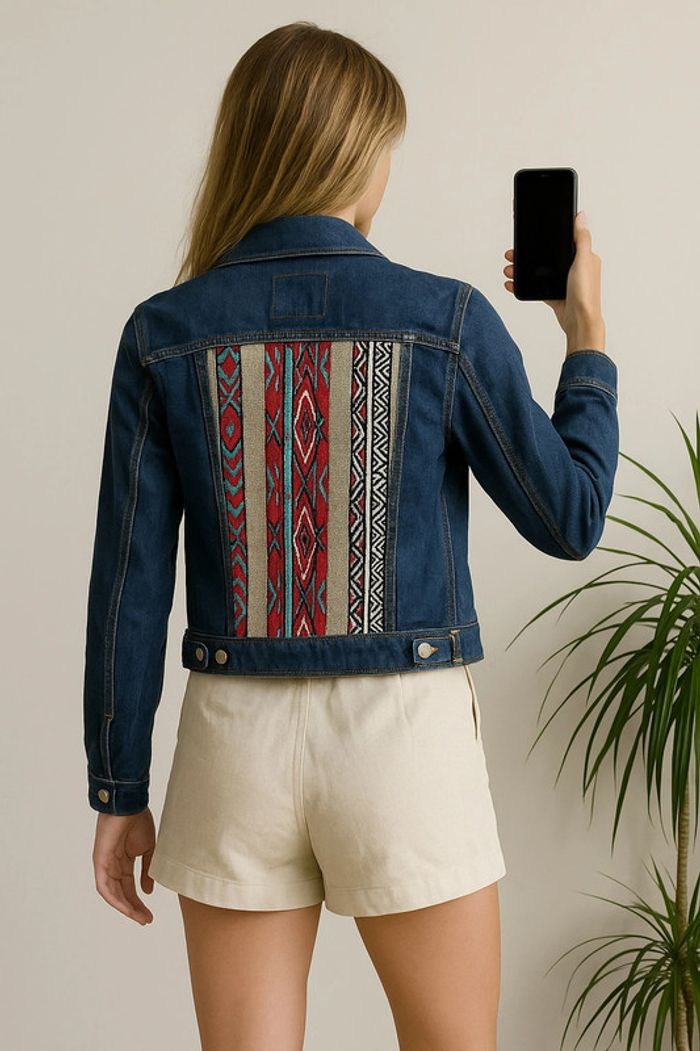 Veste en jean brodée dos et épaule Levi’s – Taille S - photo numéro 2
