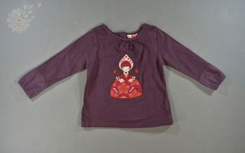 Tee-shirt jersey violet rouge princesse Du Pareil Au Même 18 mois 81 cm fille