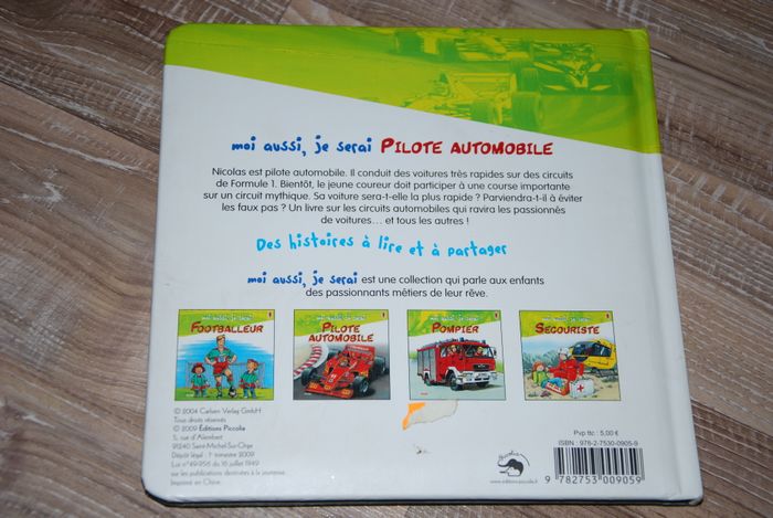 livre enfant piccolia Moi aussi, je serai pilote automobile - photo numéro 2