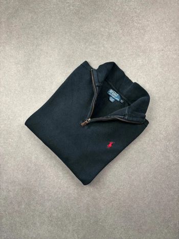 Pull d’hiver 1/4 zip half zip Ralph Lauren noir logo rouge semi zip taille S homme