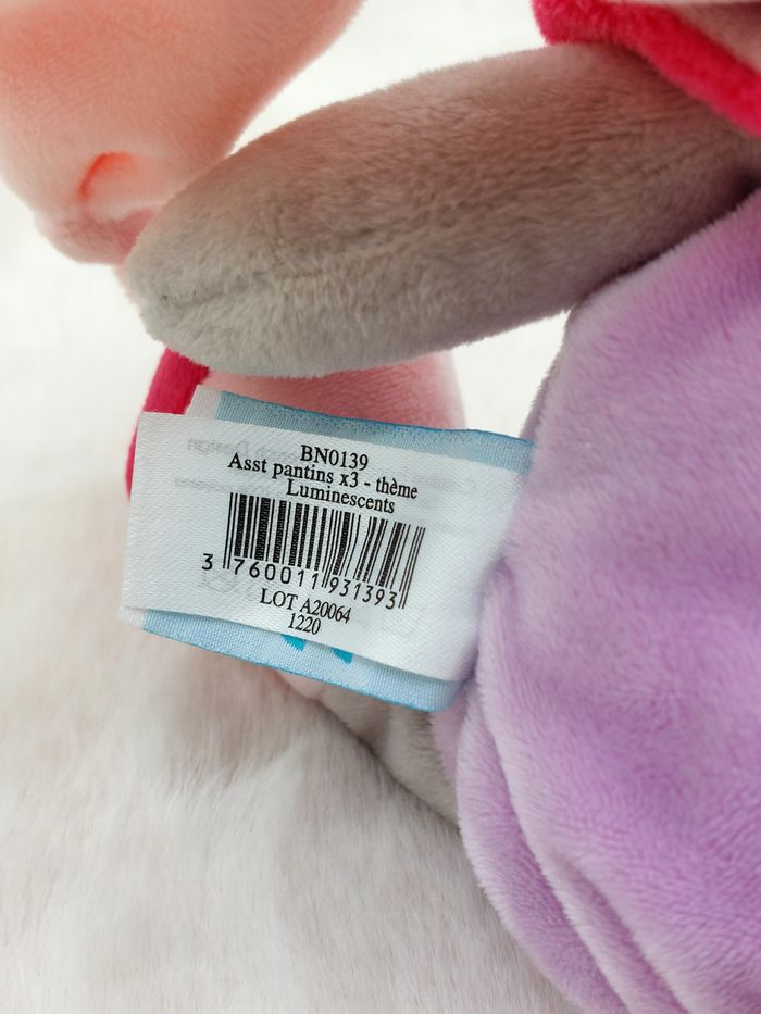 BABY NAT Peluche doudou chat gris mauve rose luminescent lune étoile BN0139 - photo numéro 5