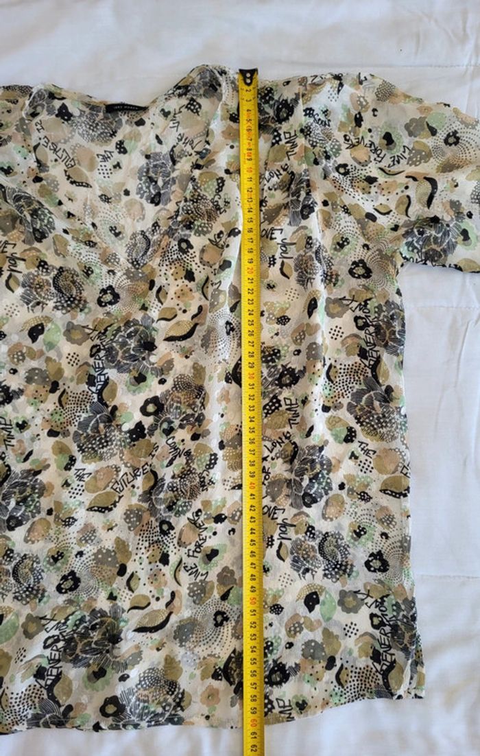 Blouse manches courtes à motifs écrue beige kaki IKKS Taille 42 - photo numéro 12