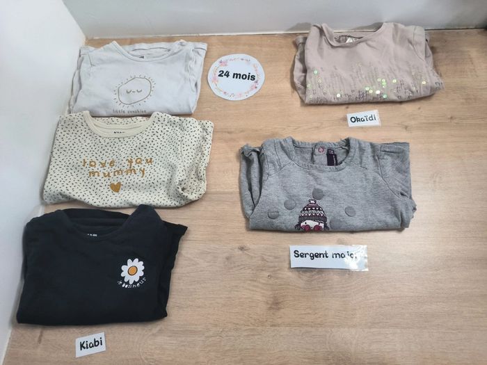 Lot 5 t-shirts manches longues 24 mois