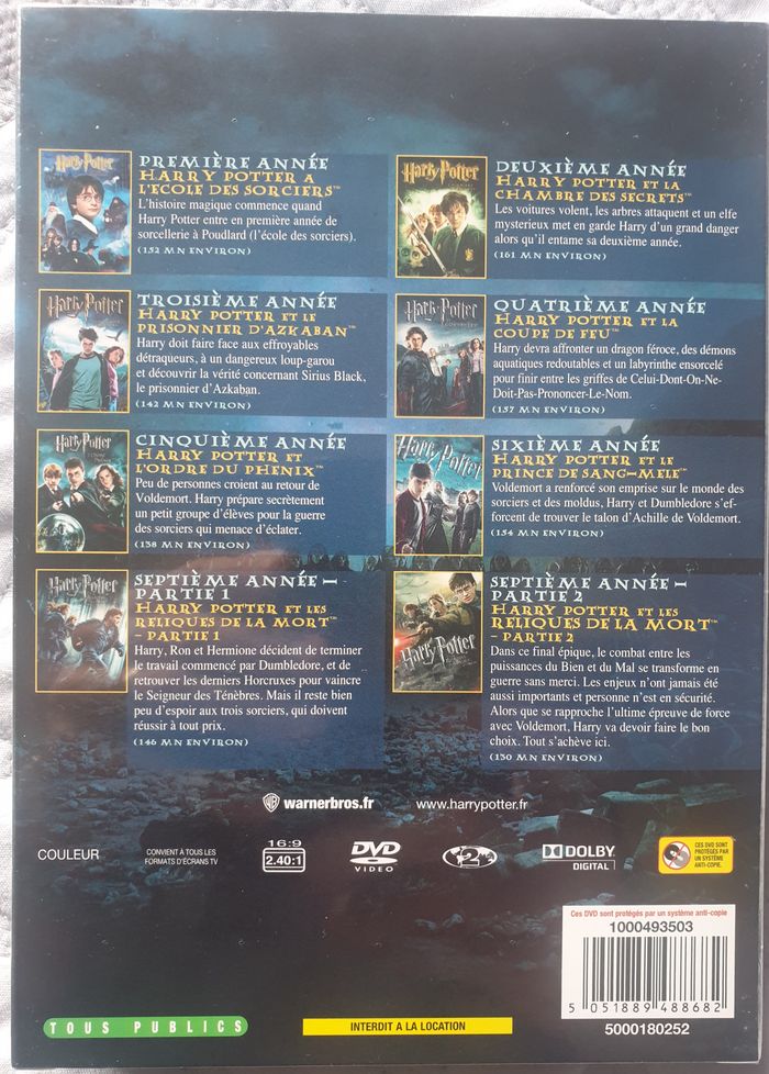 Coffret DVD de l'intégrale des 8 films d'Harry Potter, neuf - photo numéro 2