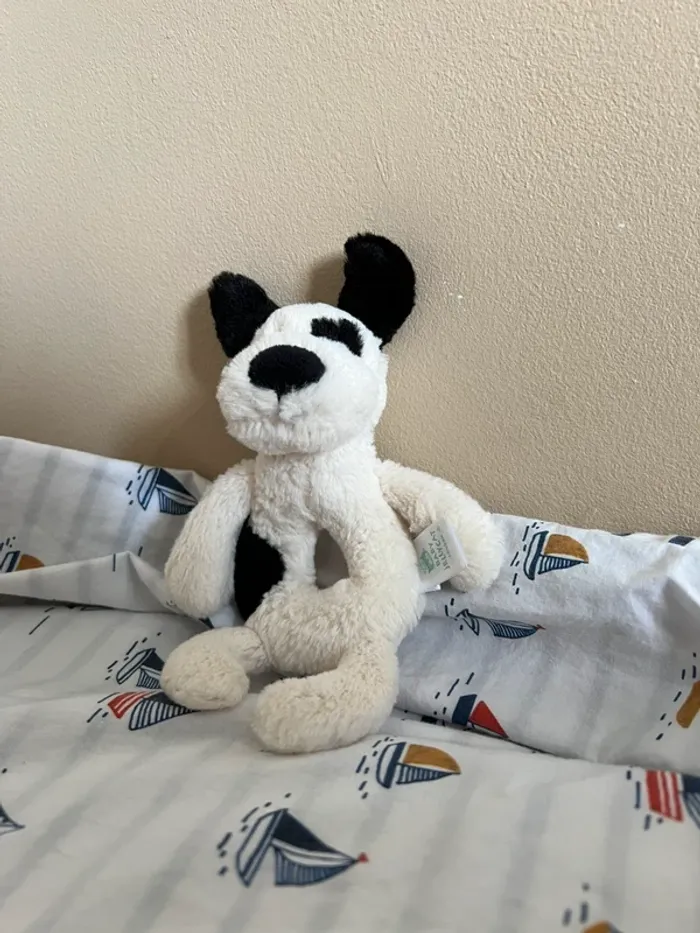 Hochet peluche Bashful Black & Cream Puppy - photo numéro 7