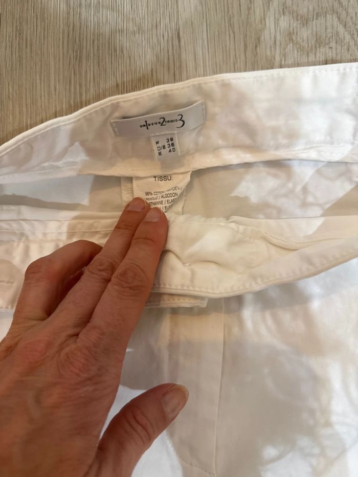 Pantalon blanc coton 123 taille 38 évasé - photo numéro 2