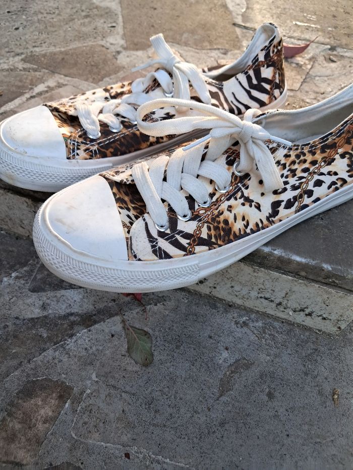 Baskets toile leopard - photo numéro 2