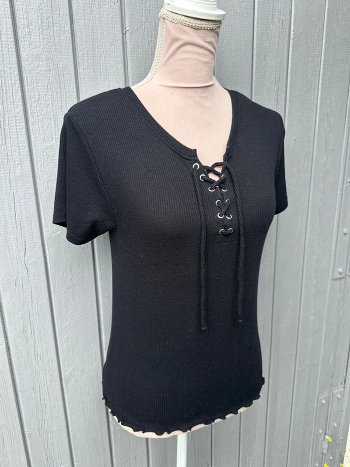 Haut noir manches courtes basic décolleté fb sister 40/L - photo numéro 2