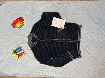 gilet zippé épais marine et gris 12 ans orchestra