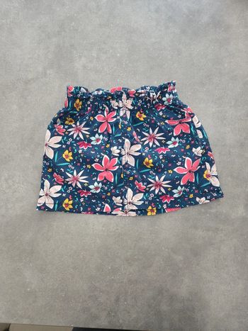 Jupe été fille bleu motifs fleuris T3ans 100% coton TBE
