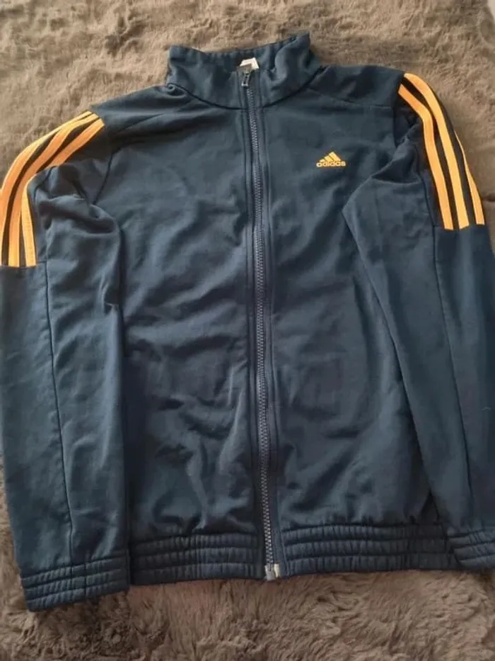 Veste zippé Adidas bleu, 12/13 ans Enfant - photo numéro 2
