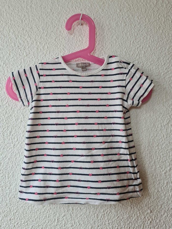 tee-shirt blanc rayer bleu marine cœur Grain de blé