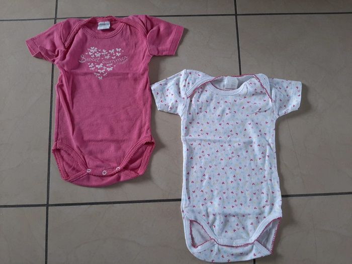 Lot de 2 bodys absorba manches courtes fille 12 mois - photo numéro 1