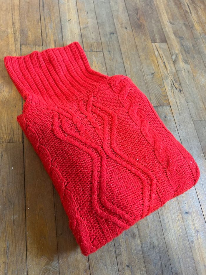 Pull en maille torsadée col roulé rouge Zara - photo numéro 4