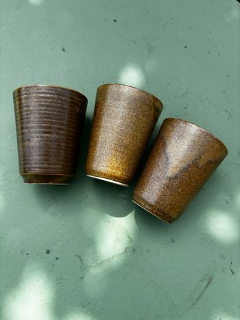 Vintage lot de 3 verres gobelets Digoin en grès