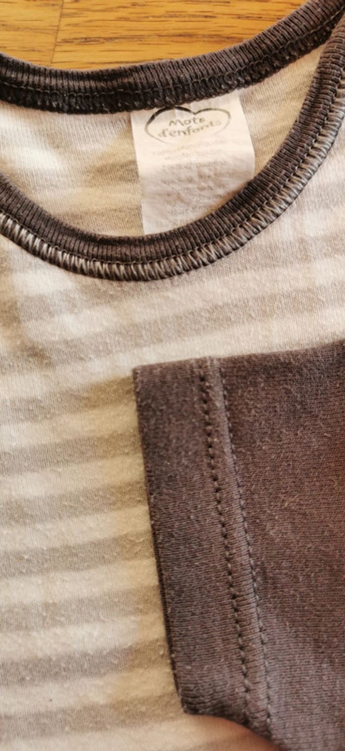 Lot 2 bodies manches courtes rayures papa gris Mots d'enfants 3 mois - photo numéro 3