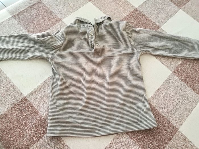 Sous pull 92 cm rayé blanc/gris in extenso - photo numéro 3