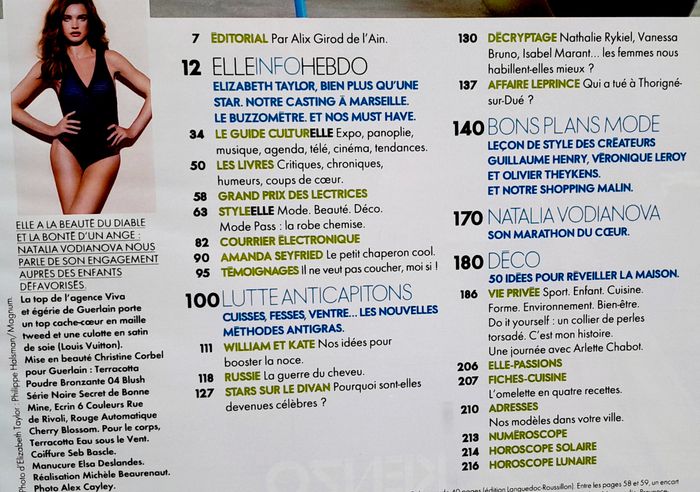 Magazine Elle n°3405 avril 2011 spécial Natalia Vodianova - photo numéro 5