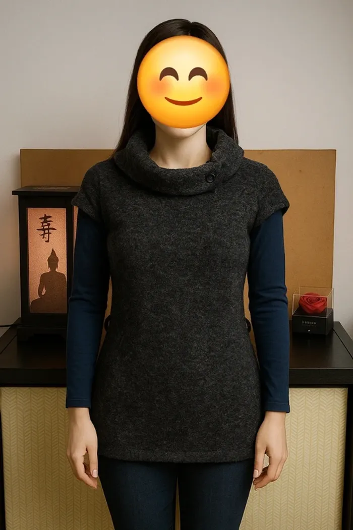 Pull marine col roulé femme TU