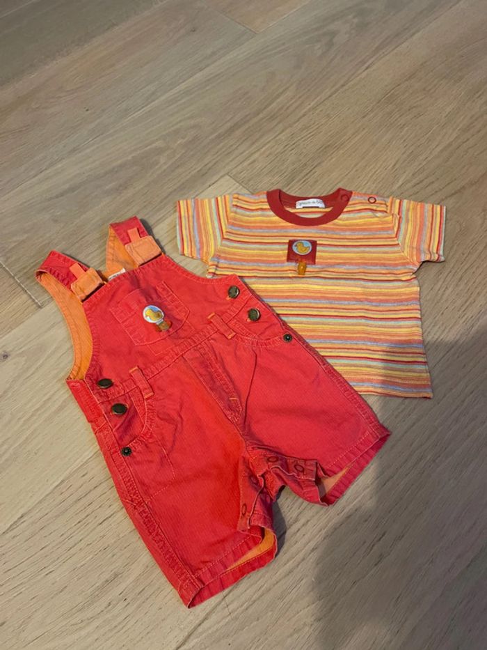 Ensemble salopette + t-shirt - Grain de blé - 3mois